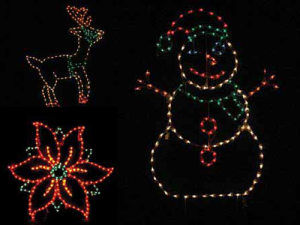 Holiday Christmas Lawn Decorations Reindeer Poinsettias Snowmen